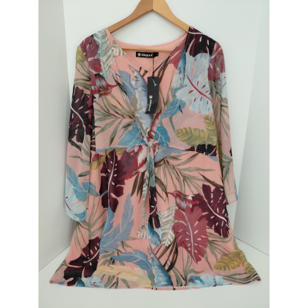 NWT Allegra K Shirt Dress Hawaiian Tropical Womens Small